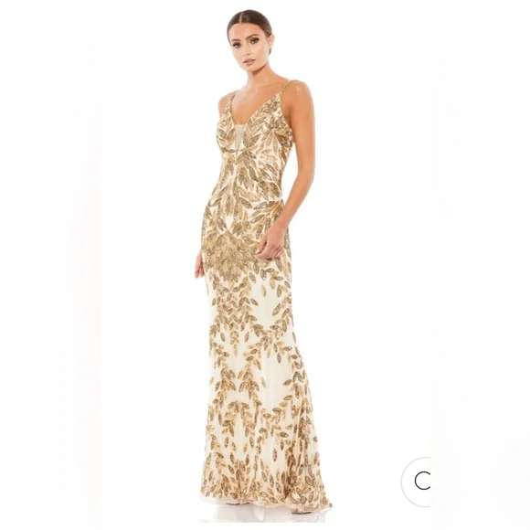 Mac Duggal Sequin Leaf Mermaid Gown